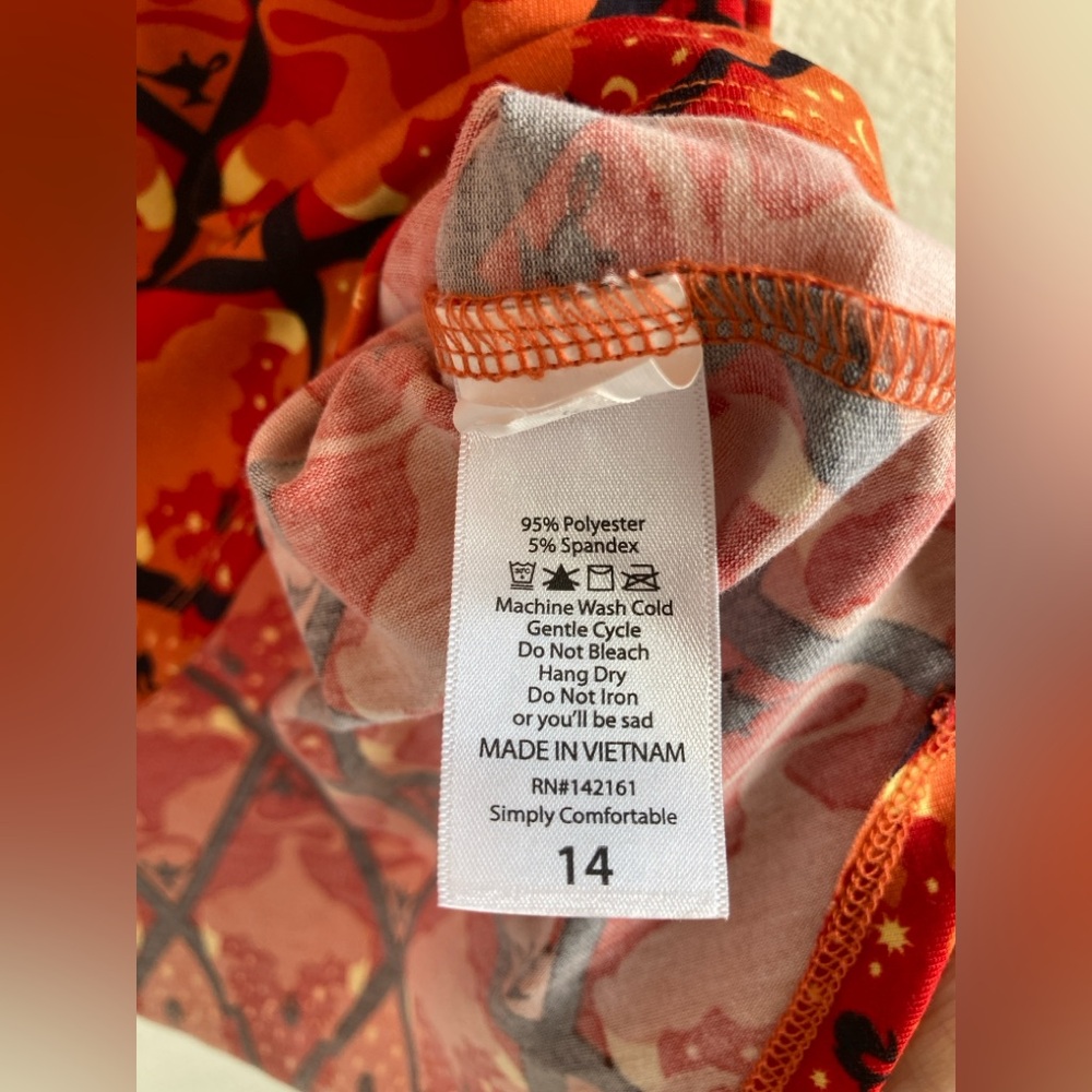 LuLaRoe Disney Collection Jafar as Genie Gracie Top Size 14 - Picture 5 of 9